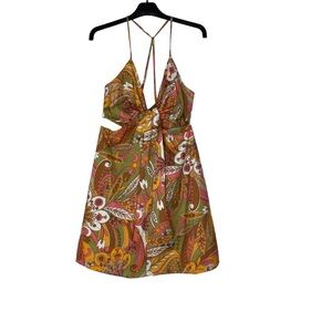 Ruby Paisley V-Neck Sleeveless Strappy Back Detail Mini Dress